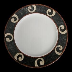 Sasaki Pompeii Loretta Ago Salad Plates Set of 4 Black Spiral Stoneware Japan